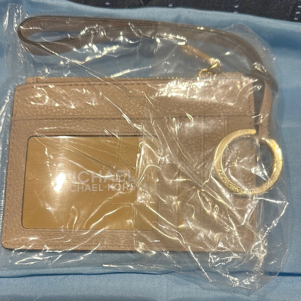 Michael Kors Tan Wristlet with Gold Ring